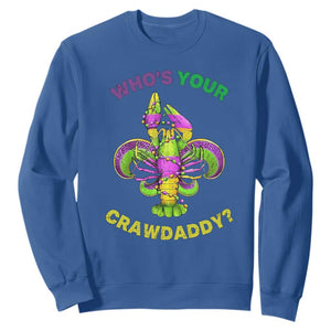 Funny Who's Your Crawdaddy Sweatshirt Vintage Crawfish Beads Fleur De Lis Mardi Gras TS11 Royal Blue Print Your Wear
