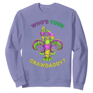 Funny Who's Your Crawdaddy Sweatshirt Vintage Crawfish Beads Fleur De Lis Mardi Gras TS11 Violet Print Your Wear