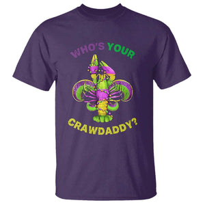 Funny Who's Your Crawdaddy T Shirt Vintage Crawfish Beads Fleur De Lis Mardi Gras TS11 Purple Print Your Wear