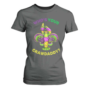 Funny Who's Your Crawdaddy T Shirt For Women Vintage Crawfish Beads Fleur De Lis Mardi Gras TS11 Dark Heather Print Your Wear