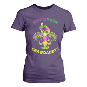 Funny Who's Your Crawdaddy T Shirt For Women Vintage Crawfish Beads Fleur De Lis Mardi Gras TS11 Purple Print Your Wear
