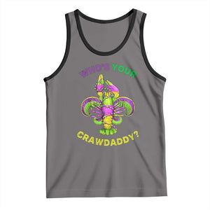 Funny Who's Your Crawdaddy Tank Top Vintage Crawfish Beads Fleur De Lis Mardi Gras TS11 Deep Heather Black Print Your Wear