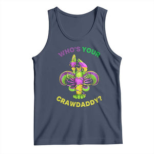 Funny Who's Your Crawdaddy Tank Top Vintage Crawfish Beads Fleur De Lis Mardi Gras TS11 Navy Print Your Wear