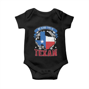 My Blood Types Is Texan Baby Onesie Proud American Texan TX Map Bluebonnet TS11 Black Print Your Wear