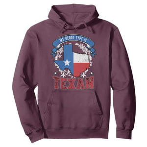 My Blood Types Is Texan Hoodie Proud American Texan TX Map Bluebonnet TS11 Maroon Print Your Wear