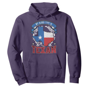 My Blood Types Is Texan Hoodie Proud American Texan TX Map Bluebonnet TS11 Purple Print Your Wear