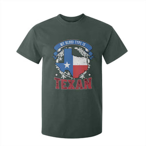 My Blood Types Is Texan T Shirt For Kid Proud American Texan TX Map Bluebonnet TS11 Dark Forest Green Print Your Wear