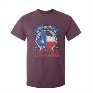 My Blood Types Is Texan T Shirt For Kid Proud American Texan TX Map Bluebonnet TS11 Maroon Print Your Wear