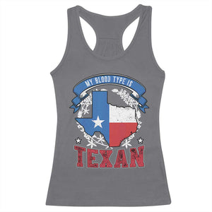 My Blood Types Is Texan Racerback Tank Top Proud American Texan TX Map Bluebonnet TS11 Charcoal Print Your Wear