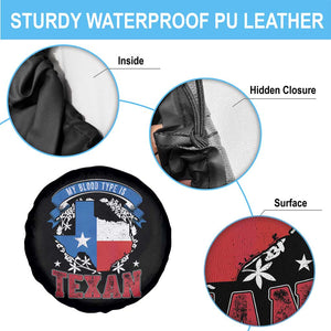 My Blood Types Is Texan Spare Tire Cover Proud American Texan TX Map Bluebonnet TS11 Print Your Wear