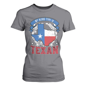 My Blood Types Is Texan T Shirt For Women Proud American Texan TX Map Bluebonnet TS11 Charcoal Print Your Wear