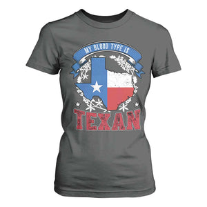 My Blood Types Is Texan T Shirt For Women Proud American Texan TX Map Bluebonnet TS11 Dark Heather Print Your Wear
