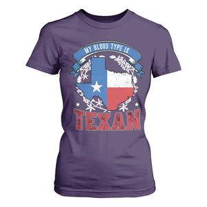 My Blood Types Is Texan T Shirt For Women Proud American Texan TX Map Bluebonnet TS11 Purple Print Your Wear