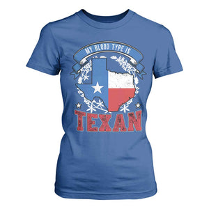 My Blood Types Is Texan T Shirt For Women Proud American Texan TX Map Bluebonnet TS11 Royal Blue Print Your Wear