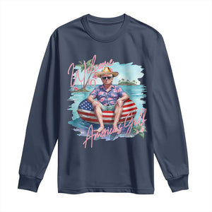 Funny Trump 2025 Welcome To America's Gulf Long Sleeve Shirt Trump Sombrero Hat TS11 Navy Print Your Wear