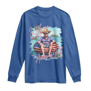Funny Trump 2025 Welcome To America's Gulf Long Sleeve Shirt Trump Sombrero Hat TS11 Royal Blue Print Your Wear