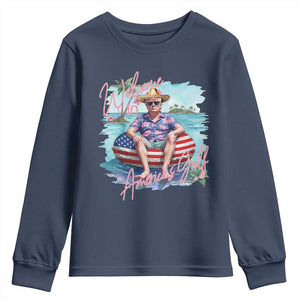 Funny Trump 2025 Welcome To America's Gulf Youth Sweatshirt Trump Sombrero Hat TS11 Navy Print Your Wear
