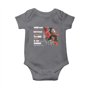 Christian African American Baby Onesie Who Can Find A Virtuous Woman TS11 Charcoal Print Your Wear