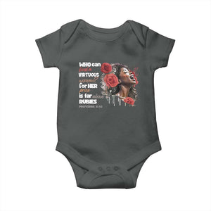 Christian African American Baby Onesie Who Can Find A Virtuous Woman TS11 Dark Heather Print Your Wear