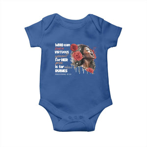 Christian African American Baby Onesie Who Can Find A Virtuous Woman TS11 Royal Blue Print Your Wear