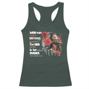 Christian African American Racerback Tank Top Who Can Find A Virtuous Woman TS11 Dark Forest Green Print Your Wear