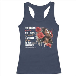Christian African American Racerback Tank Top Who Can Find A Virtuous Woman TS11 Navy Print Your Wear