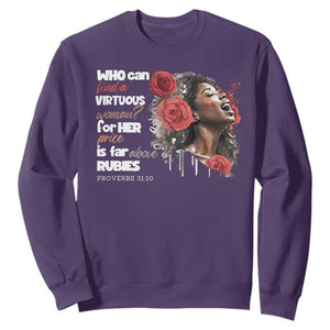 Christian African American Sweatshirt Who Can Find A Virtuous Woman TS11 Purple Print Your Wear