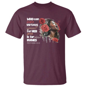 Christian African American T Shirt Who Can Find A Virtuous Woman TS11 Maroon Print Your Wear