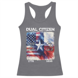 Proud American Texan Racerback Tank Top Dual Citizen Liberty Or Death Come And Take It TS11 Charcoal Print Your Wear