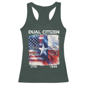 Proud American Texan Racerback Tank Top Dual Citizen Liberty Or Death Come And Take It TS11 Dark Forest Green Print Your Wear