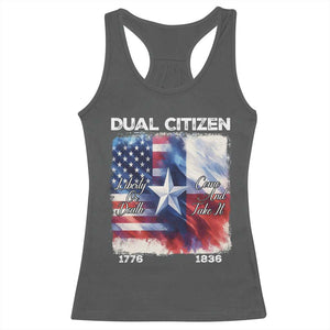 Proud American Texan Racerback Tank Top Dual Citizen Liberty Or Death Come And Take It TS11 Dark Heather Print Your Wear