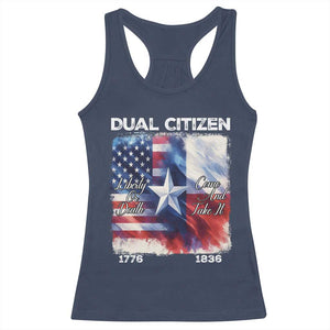 Proud American Texan Racerback Tank Top Dual Citizen Liberty Or Death Come And Take It TS11 Navy Print Your Wear