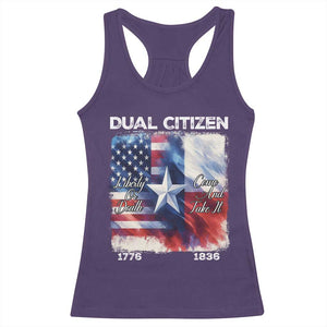 Proud American Texan Racerback Tank Top Dual Citizen Liberty Or Death Come And Take It TS11 Purple Print Your Wear