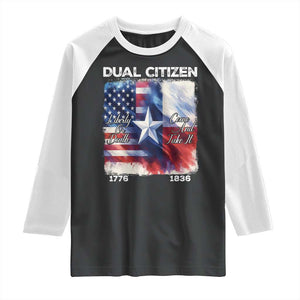 Proud American Texan Raglan Shirt Dual Citizen Liberty Or Death Come And Take It TS11 Black White Print Your Wear