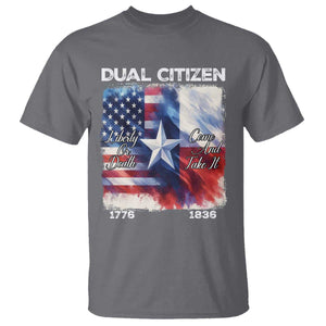 Proud American Texan T Shirt Dual Citizen Liberty Or Death Come And Take It TS11 Charcoal Print Your Wear
