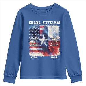Proud American Texan Youth Sweatshirt Dual Citizen Liberty Or Death Come And Take It TS11 Royal Blue Print Your Wear