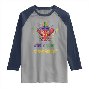 Funny Who's Your Crawdaddy Raglan Shirt Crawfish Beads Mardi Gras TS11 Sport Gray Navy Print Your Wear