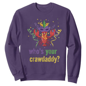 Funny Who's Your Crawdaddy Sweatshirt Crawfish Beads Mardi Gras TS11 Purple Print Your Wear