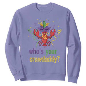 Funny Who's Your Crawdaddy Sweatshirt Crawfish Beads Mardi Gras TS11 Violet Print Your Wear