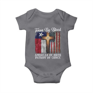 Proud American Texan Jesus Baby Onesie Texan By Blood American By Birth Patriot By Choice Cross TS11 Charcoal Print Your Wear