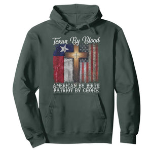 Proud American Texan Jesus Hoodie Texan By Blood American By Birth Patriot By Choice Cross TS11 Dark Forest Green Print Your Wear