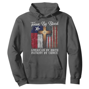Proud American Texan Jesus Hoodie Texan By Blood American By Birth Patriot By Choice Cross TS11 Dark Heather Print Your Wear