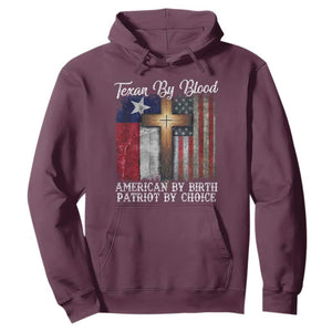 Proud American Texan Jesus Hoodie Texan By Blood American By Birth Patriot By Choice Cross TS11 Maroon Print Your Wear