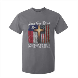 Proud American Texan Jesus T Shirt For Kid Texan By Blood American By Birth Patriot By Choice Cross TS11 Charcoal Print Your Wear
