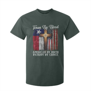 Proud American Texan Jesus T Shirt For Kid Texan By Blood American By Birth Patriot By Choice Cross TS11 Dark Forest Green Print Your Wear