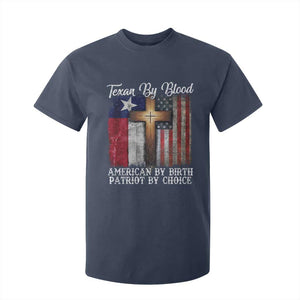 Proud American Texan Jesus T Shirt For Kid Texan By Blood American By Birth Patriot By Choice Cross TS11 Navy Print Your Wear