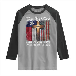 Proud American Texan Jesus Raglan Shirt Texan By Blood American By Birth Patriot By Choice Cross TS11 Sport Gray Black Print Your Wear