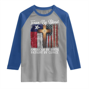 Proud American Texan Jesus Raglan Shirt Texan By Blood American By Birth Patriot By Choice Cross TS11 Sport Gray Royal Print Your Wear