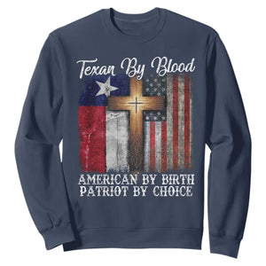 Proud American Texan Jesus Sweatshirt Texan By Blood American By Birth Patriot By Choice Cross TS11 Navy Print Your Wear