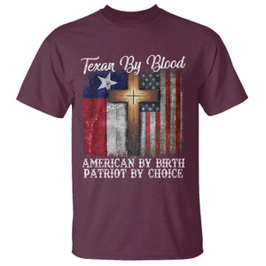 Proud American Texan Jesus T Shirt Texan By Blood American By Birth Patriot By Choice Cross TS11 Maroon Print Your Wear